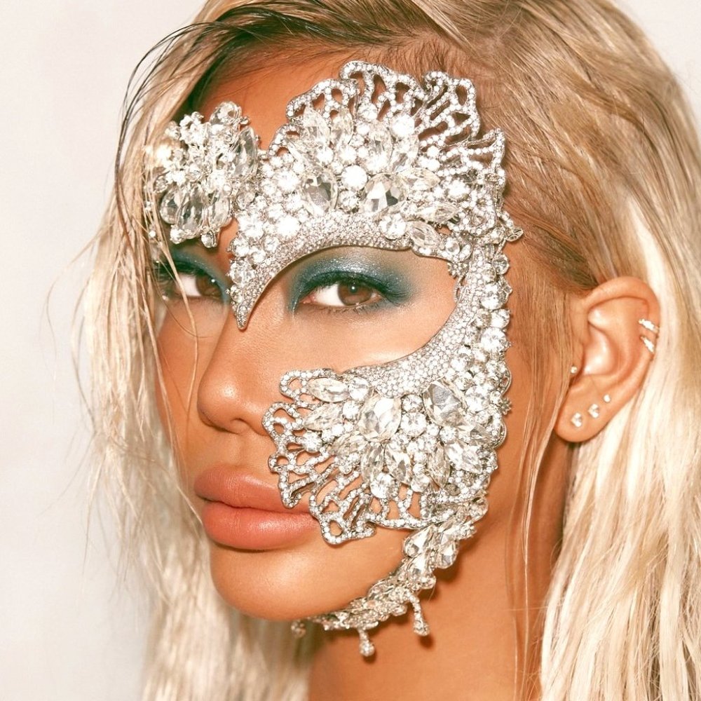 Rhinestone Mask Masquerade Masks Women Halloween Mask Venetian Crystal Face Mask